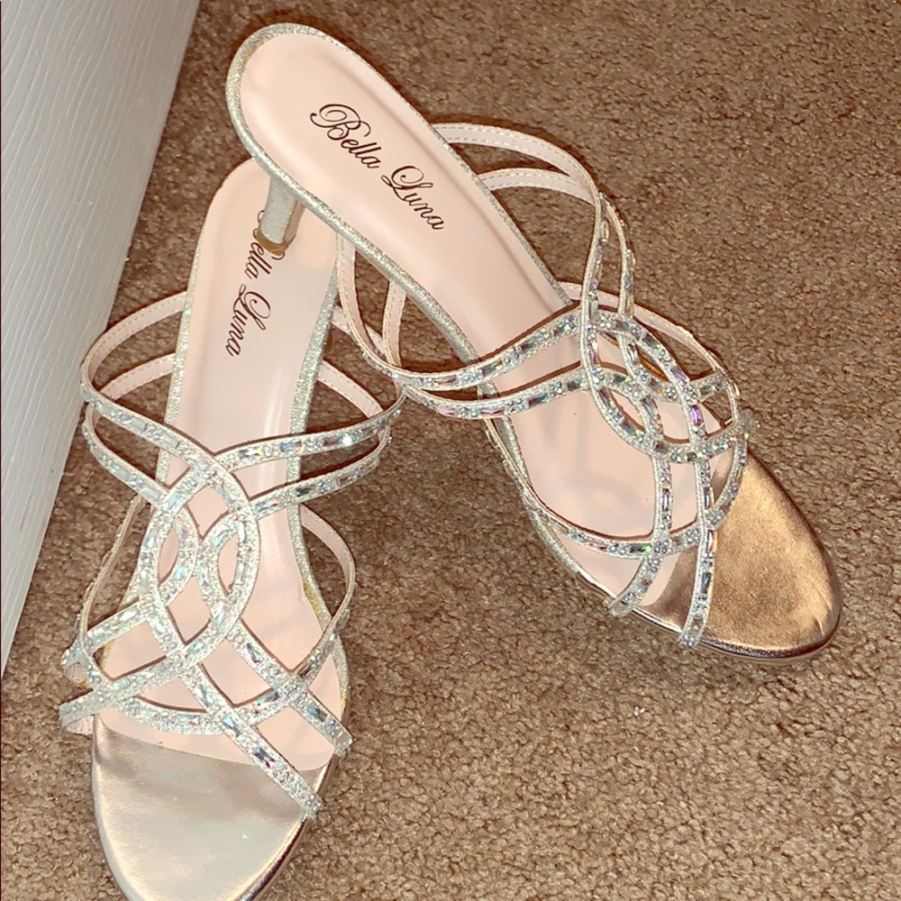 Silver and rhinestone sandals